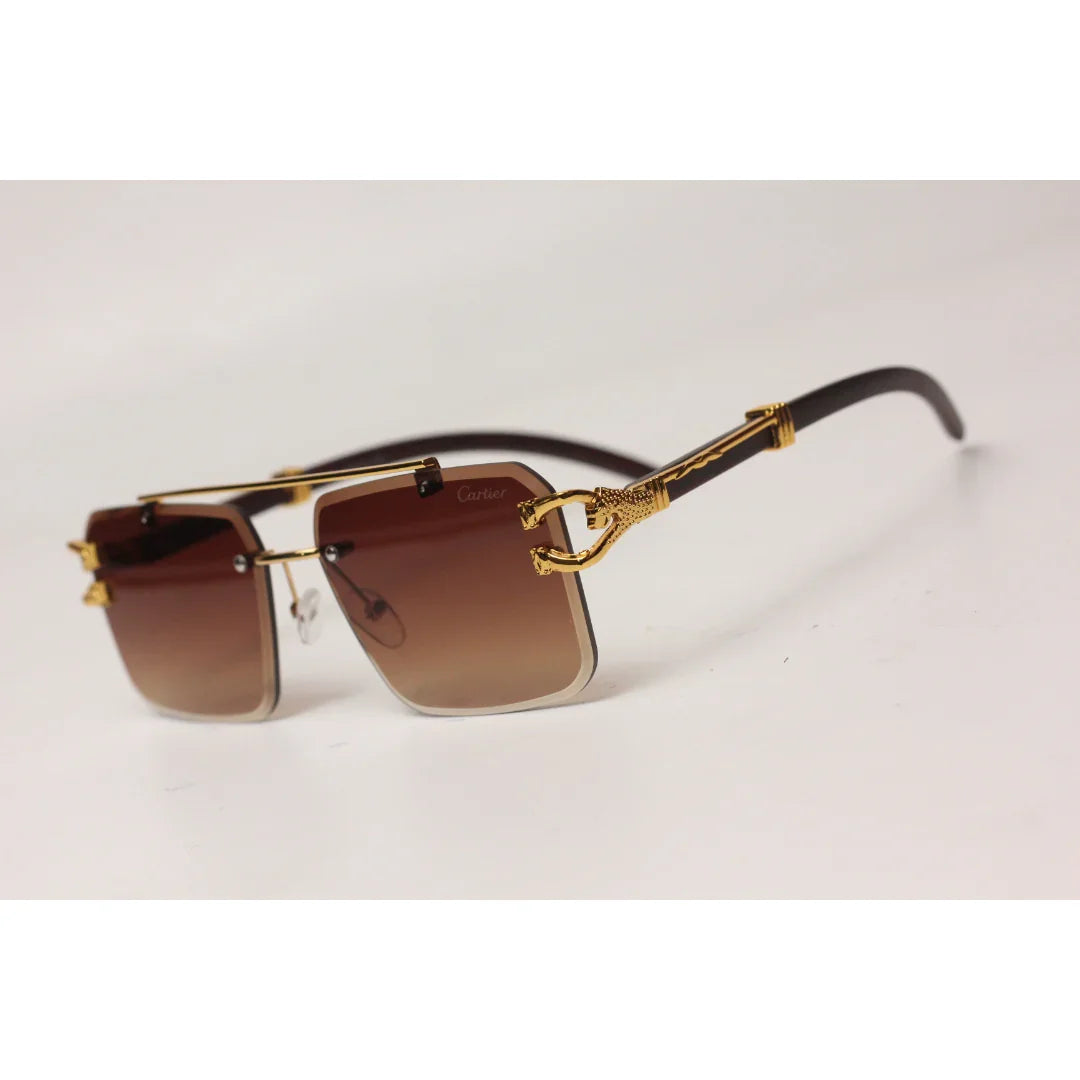 Cartier - RR42 - Golden - Double Bridge - Rimless - Metal - Square - Sunglasses - Eyewear