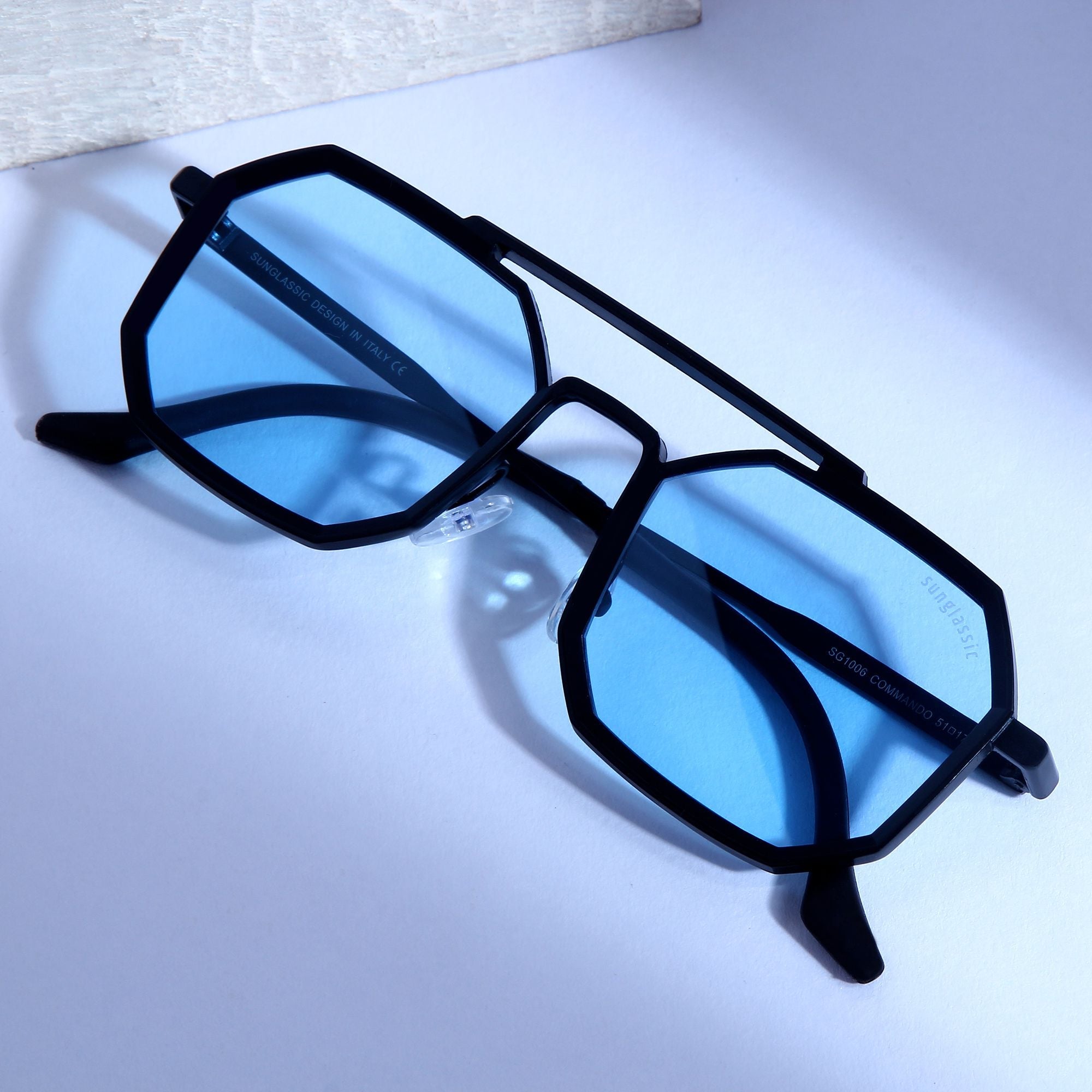 Commando Black Blue Edition Octagon Sunglasses