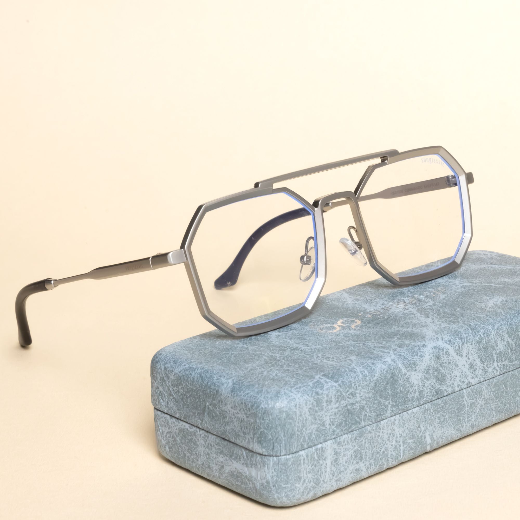Commando Silver Clear Edition Octagon Sunglasses