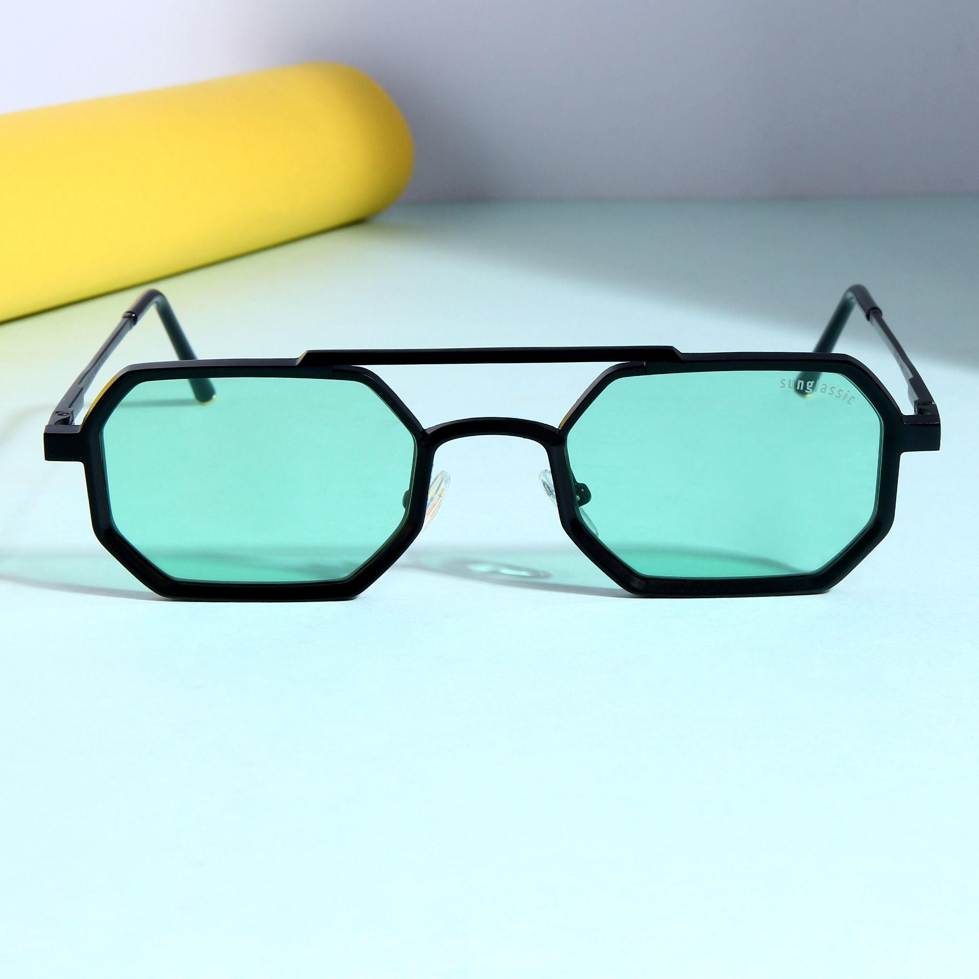 Commando V1 Rectangle Black Green Sunglasses