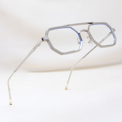 Commando V1 Rectangle Silver Clear Sunglasses