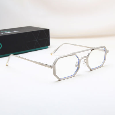 Commando V1 Rectangle Silver Clear Sunglasses