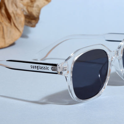 Crypto. Clear Black Square Sunglasses