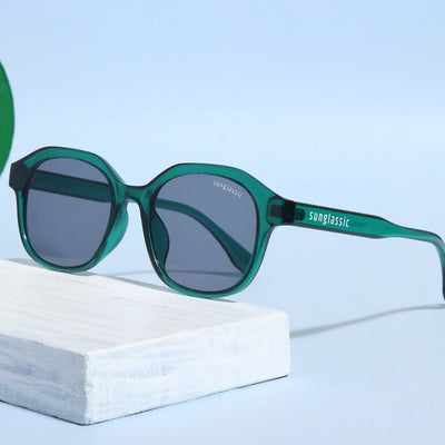 Crypto. Green Black Square Sunglasses