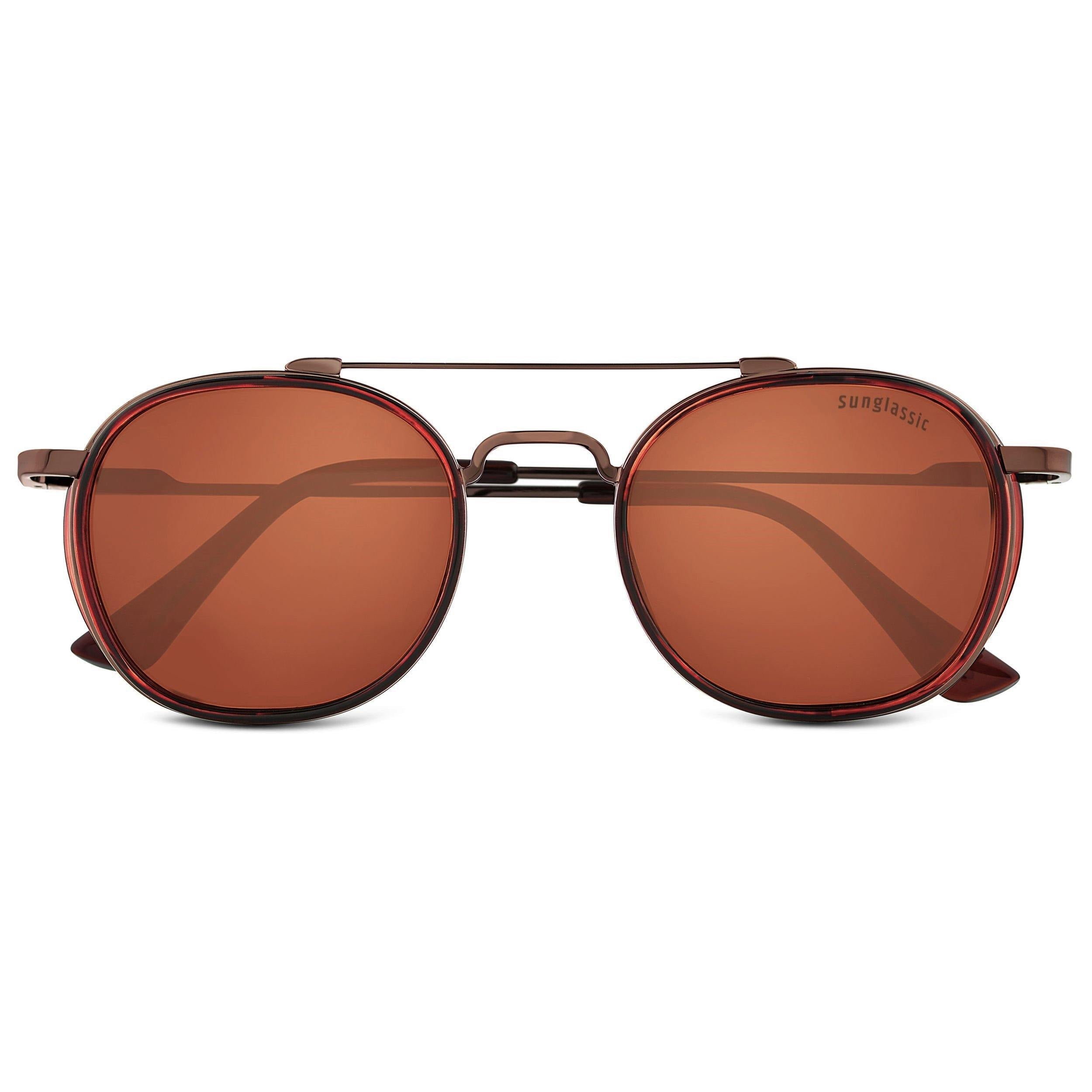 Full Brown Polarized SG4612 Metal Frame Round Sunglasses
