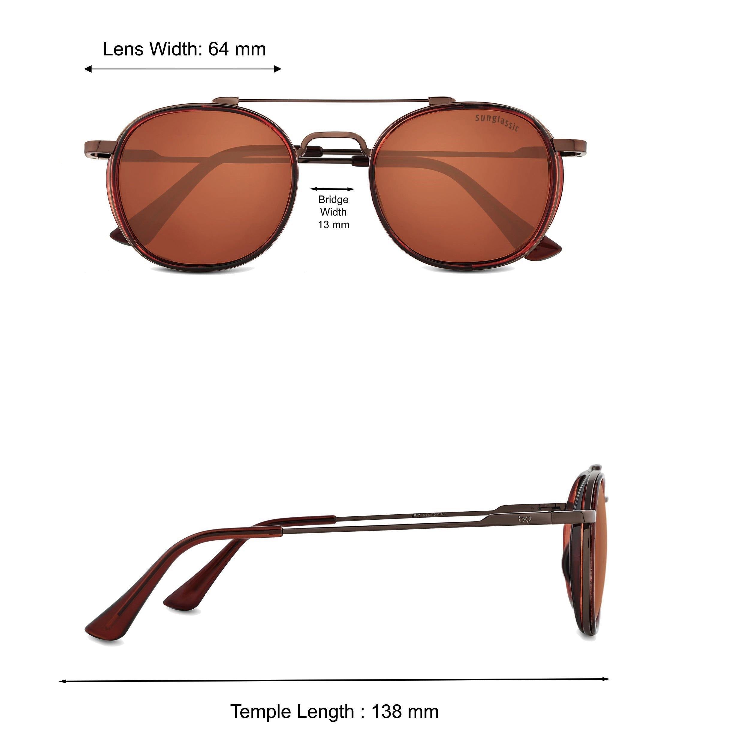 Full Brown Polarized SG4612 Metal Frame Round Sunglasses