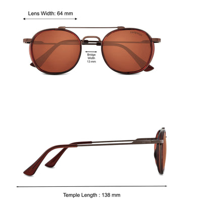 Full Brown Polarized SG4612 Metal Frame Round Sunglasses