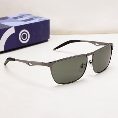 Drifter Grey Green Polarized Rectangle Sunglasses