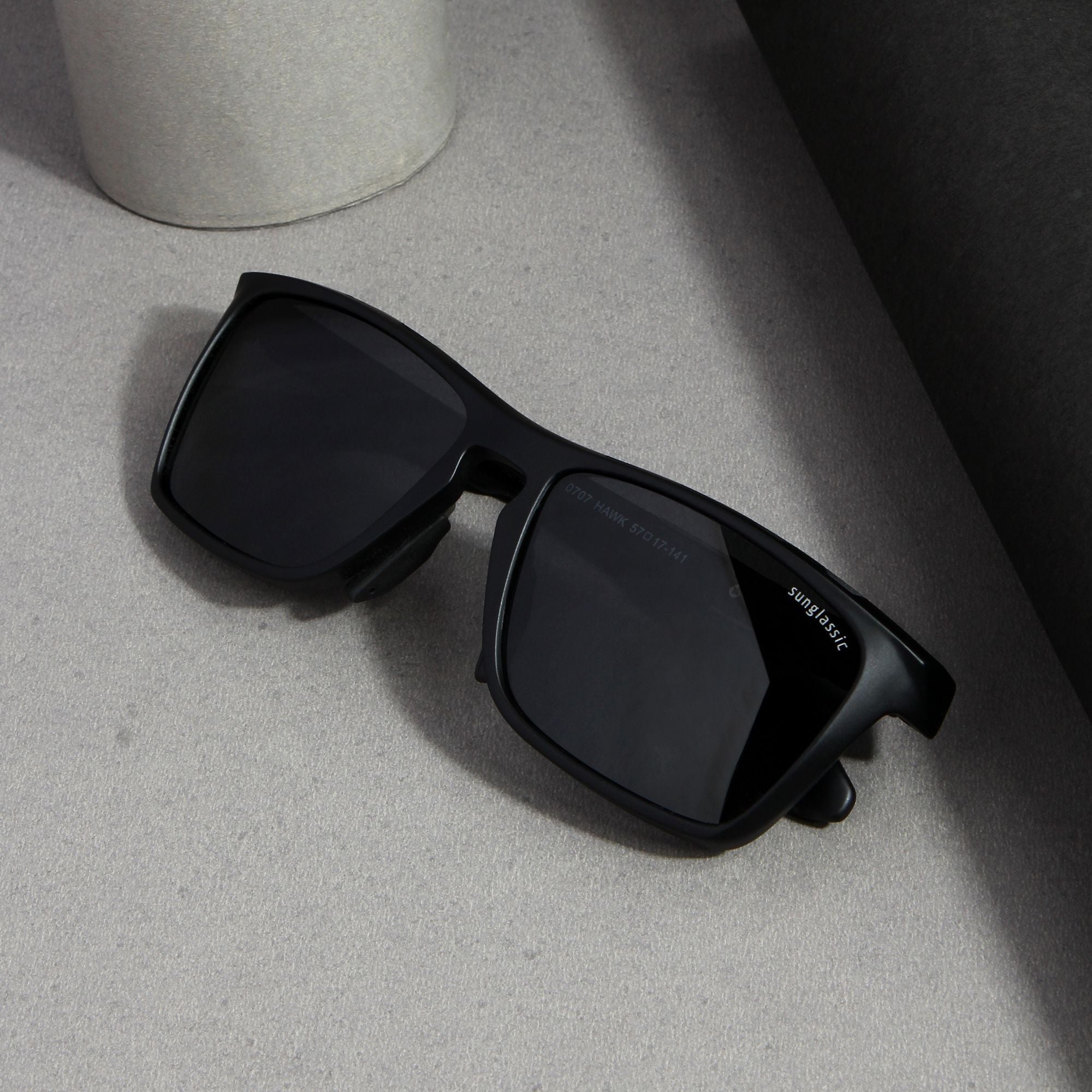 Hawk Black Polarized Rectangle TR90 Sunglasses