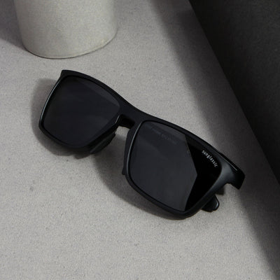 Hawk Black Polarized Rectangle TR90 Sunglasses
