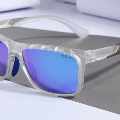 Hawk Clear Blue Mercury Polarized Rectangle TR90 Sunglasses