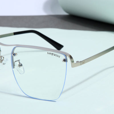 Heldish. Silver Clear Square Sunglasses