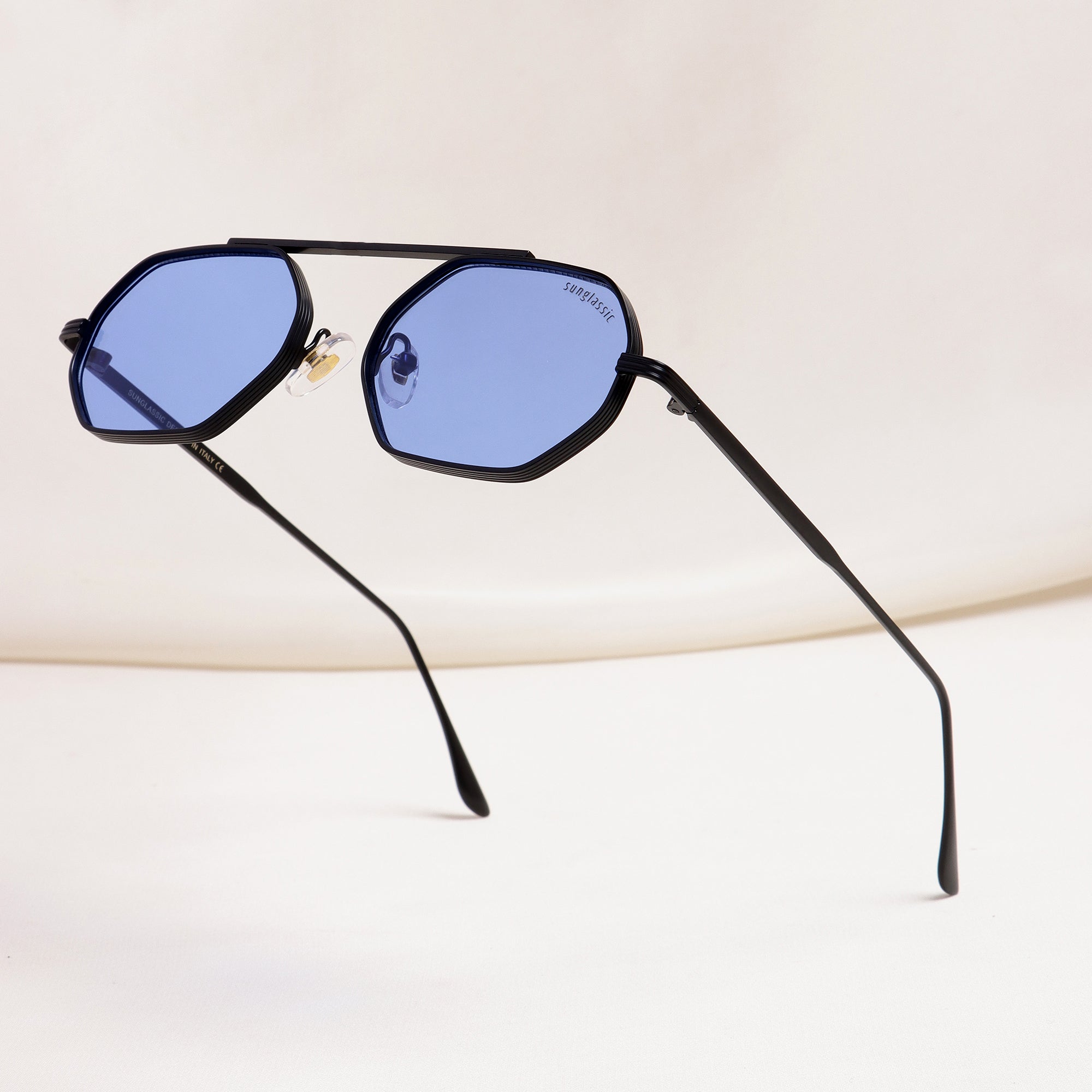 Hexa Black Blue Hexagon Sunglasses