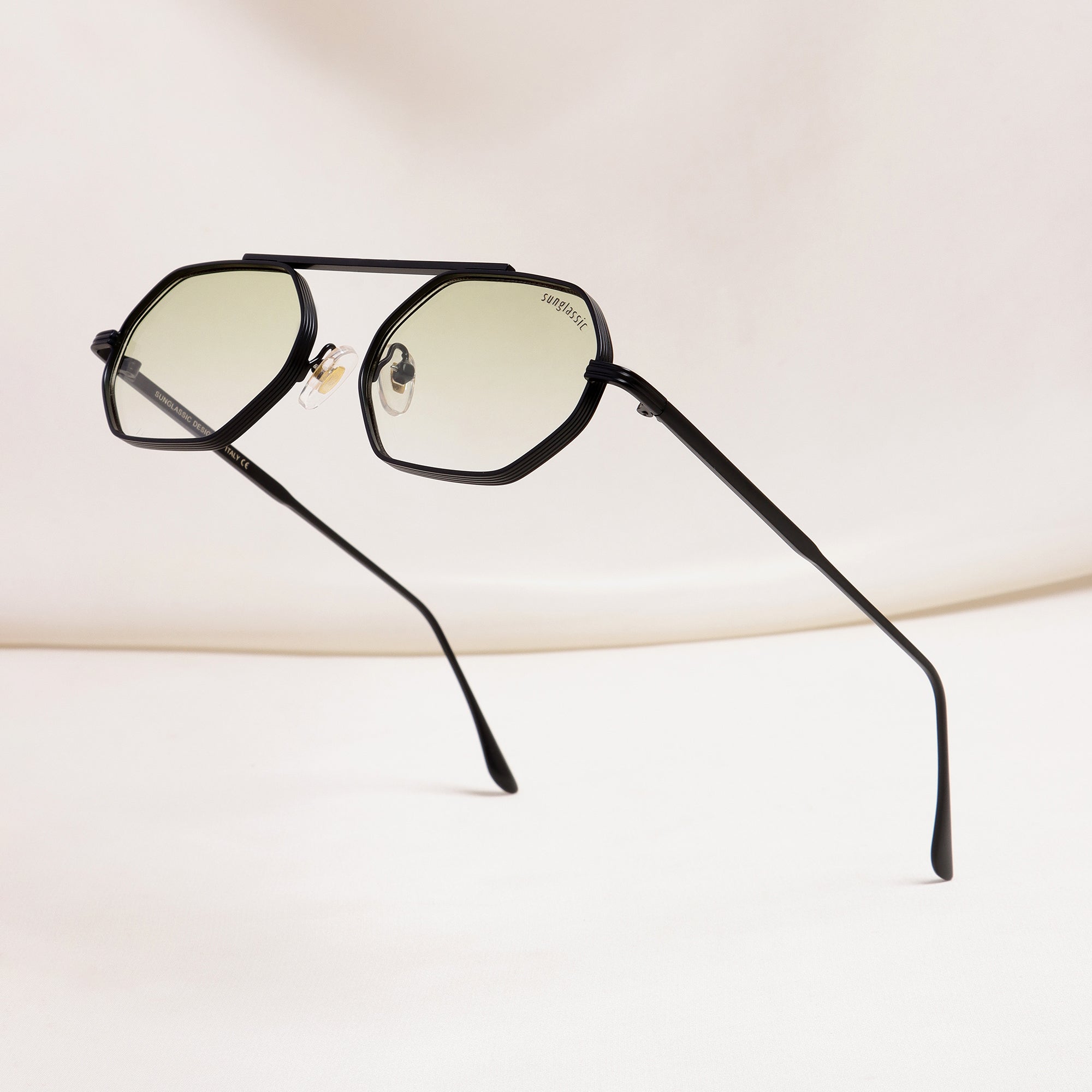 Hexa Black Green Gradient Hexagon Sunglasses