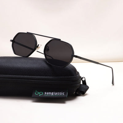 Hexa Full Black Hexagon Sunglasses