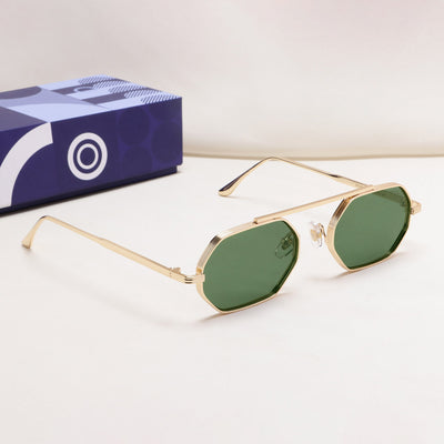 Hexa Gold Green Hexagon Sunglasses