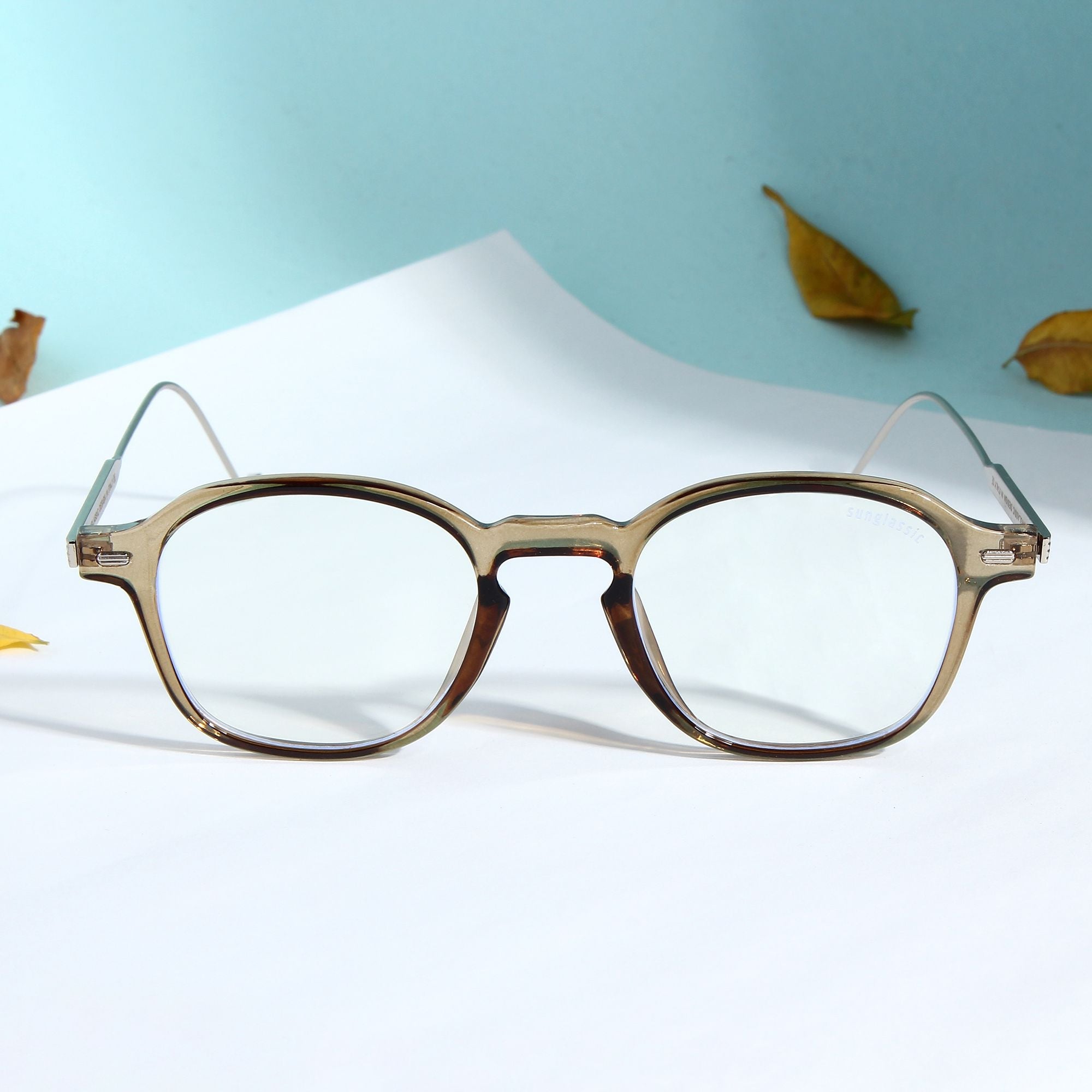 Hybrid Almond Anti Blue Light Round Sunglasses