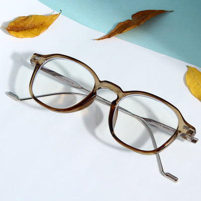Hybrid Almond Anti Blue Light Round Sunglasses
