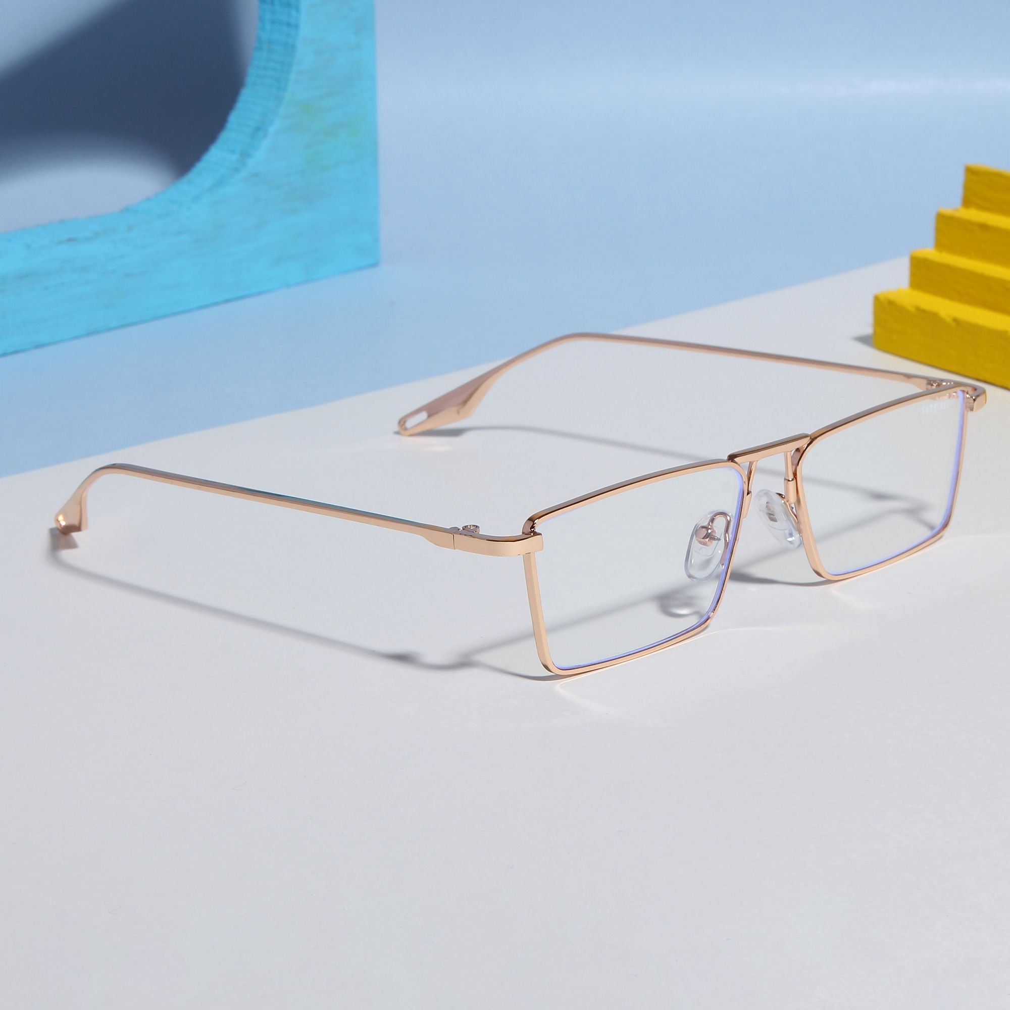 Rebel Gold Transparent Rectangle Sunglasses