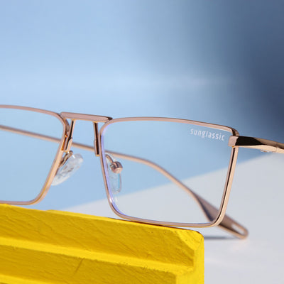 Rebel Gold Transparent Rectangle Sunglasses