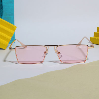Rebel Gold Pink Rectangle Sunglasses