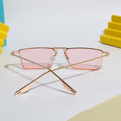 Rebel Gold Pink Rectangle Sunglasses