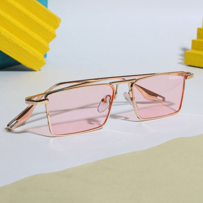 Rebel Gold Pink Rectangle Sunglasses