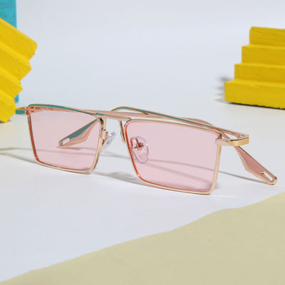 Rebel Gold Pink Rectangle Sunglasses