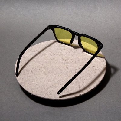 Kingsman Black Yellow Square Sunglasses