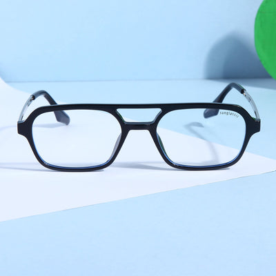 COLTON. Black Clear Rectangle Sunglasses