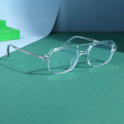COLTON. Silver Clear Rectangle Sunglasses