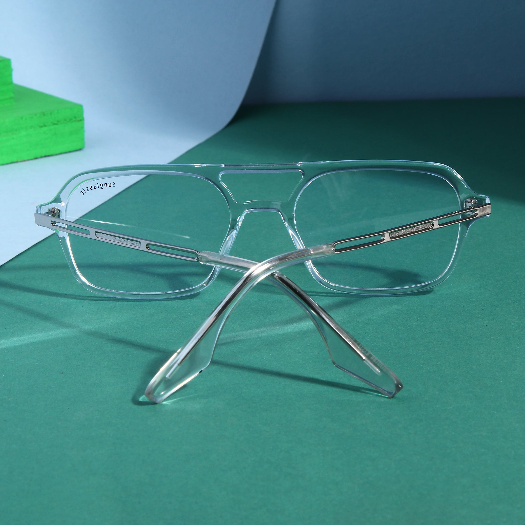 COLTON. Silver Clear Rectangle Sunglasses