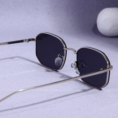 Drip. Silver Black Rectangle Sunglasses