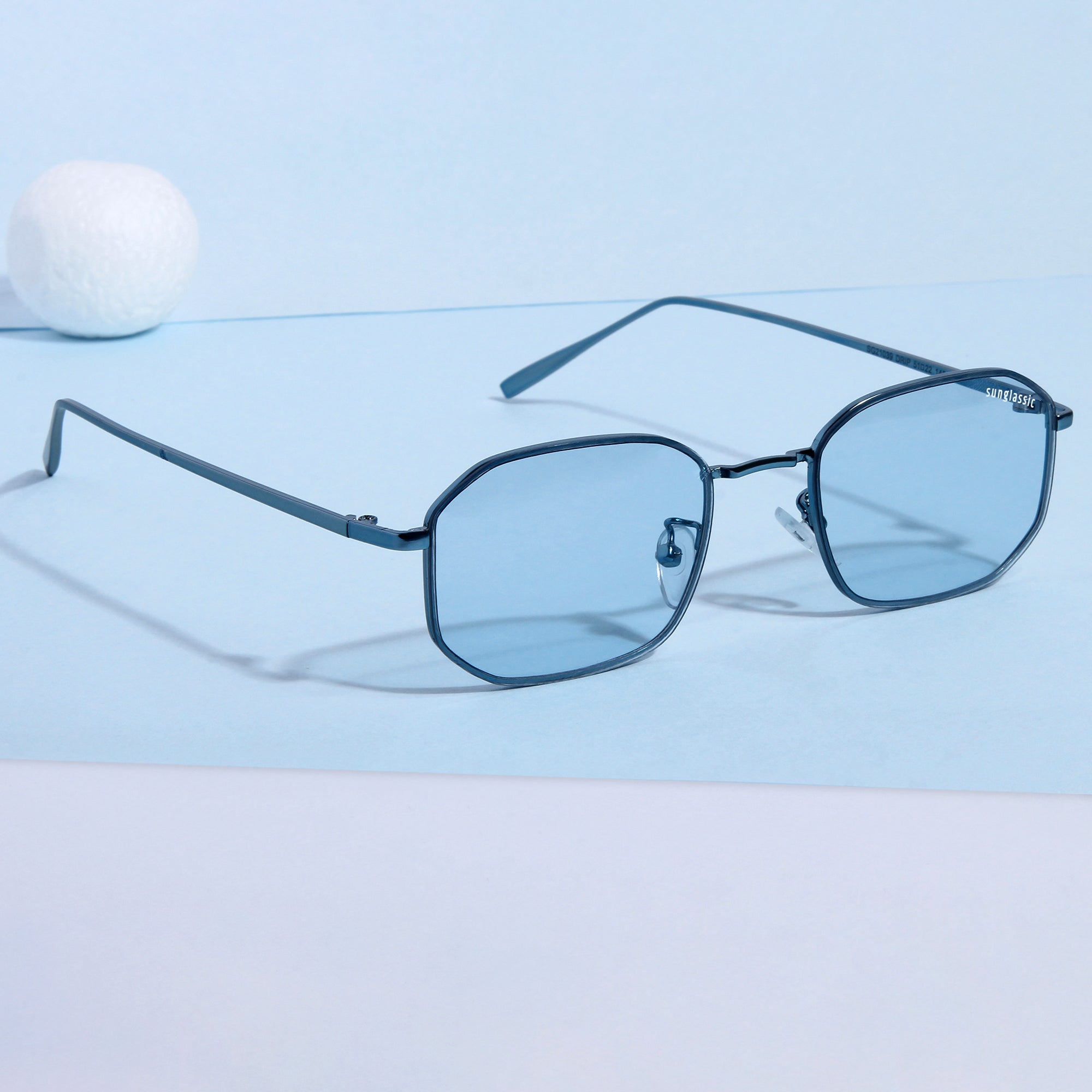 Drip. Aqua Blue Rectangle Sunglasses