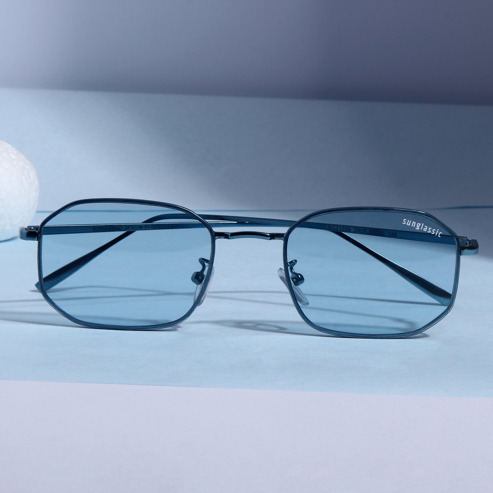 Drip. Aqua Blue Rectangle Sunglasses