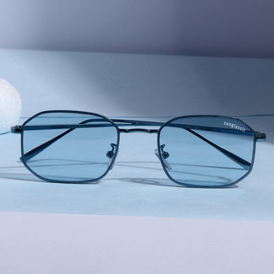 Drip. Aqua Blue Rectangle Sunglasses
