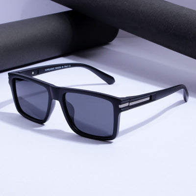Twister Full Black Polarized Rectangle TR90 Sunglasses