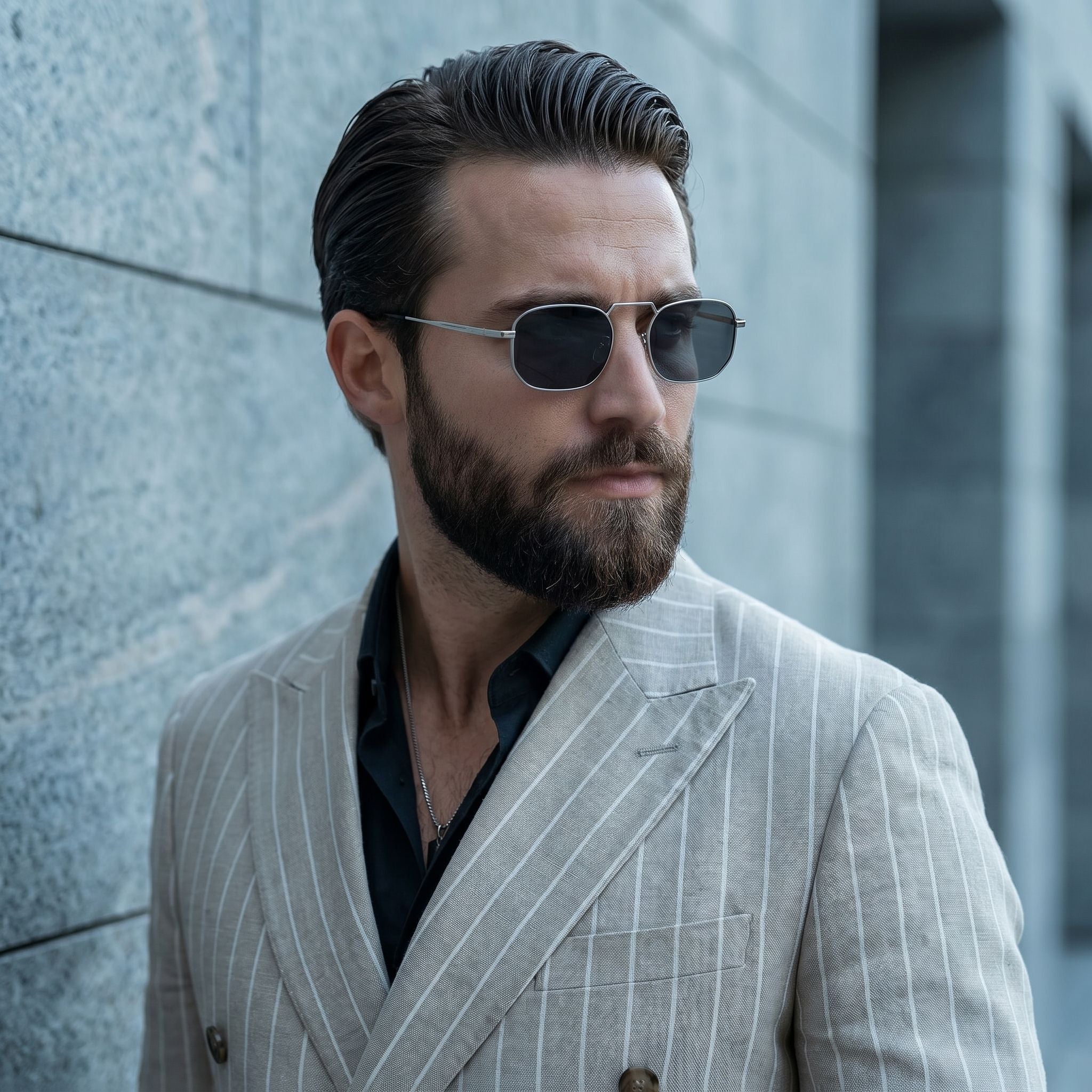Imperio Silver Black Rectangle Sunglasses for Men & Women | UV400
