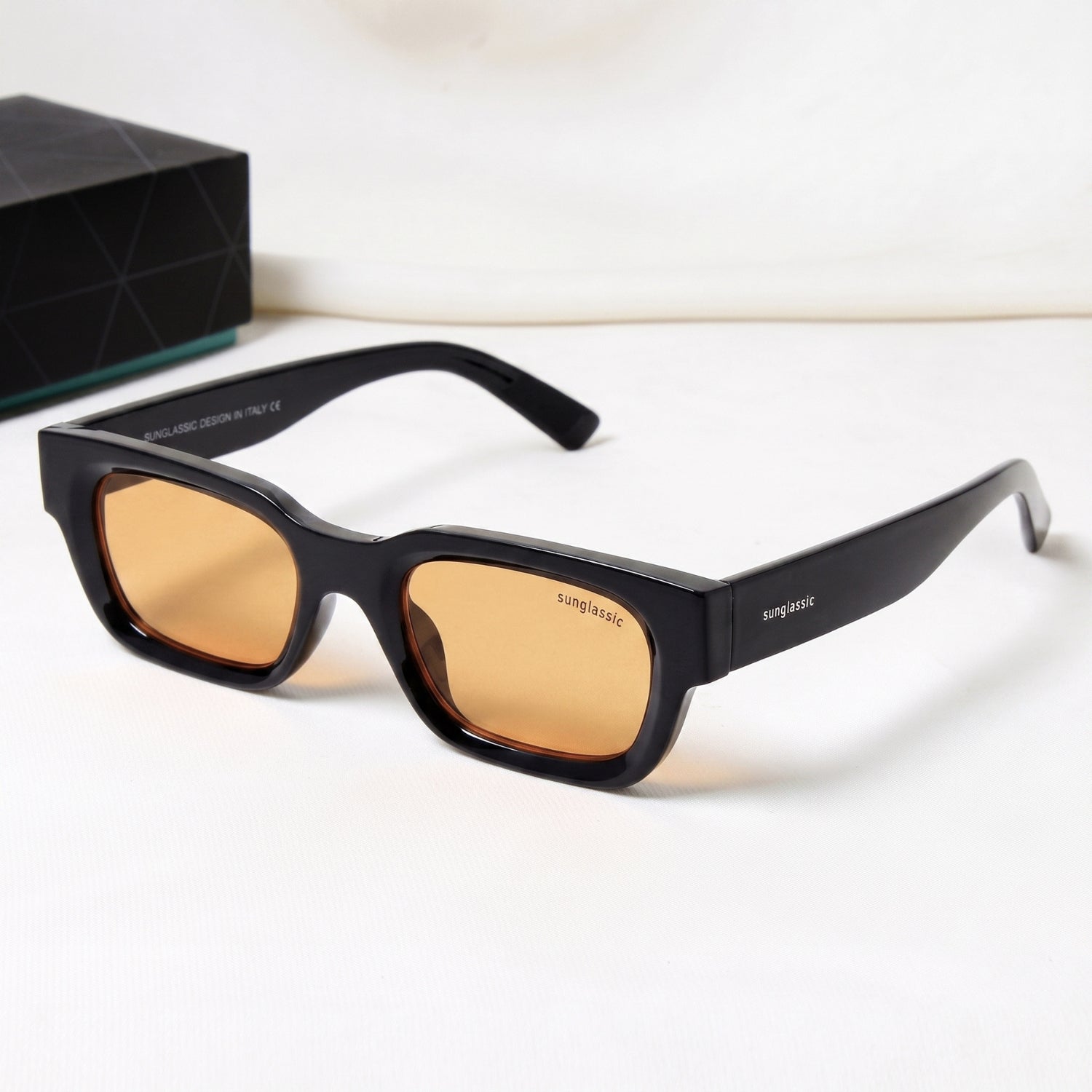 Milestone Black Orange Square Sunglasses