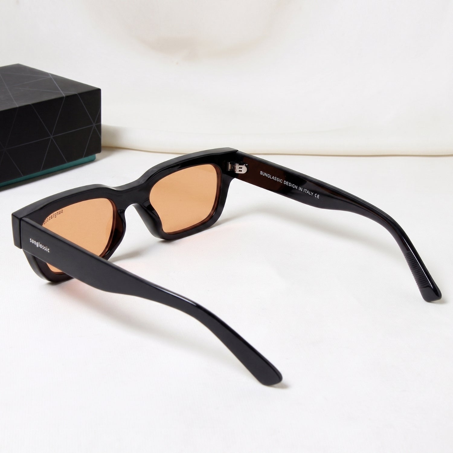 Milestone Black Orange Square Sunglasses
