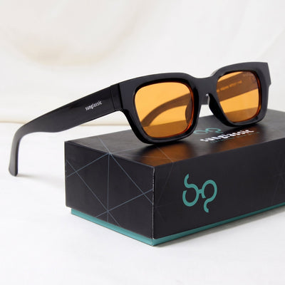 Milestone Black Orange Square Sunglasses