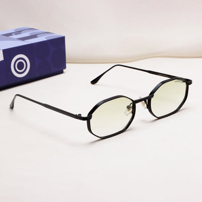 Opulent Black Green Gradient Hexagon Sunglasses