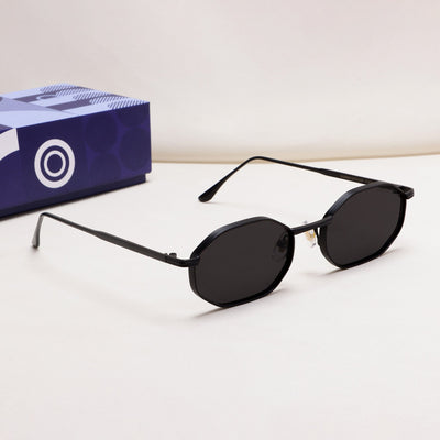 Opulent Full Black Hexagon Sunglasses