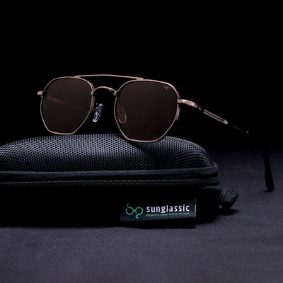 Phantom Gun Brown Hexagon Sunglasses