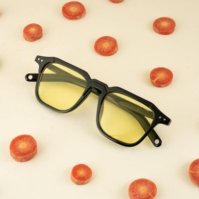 Kingsman Black Yellow Square Sunglasses