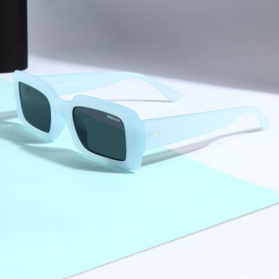 Victoria. Light Blue Black Polarized Rectangle Sunglasses