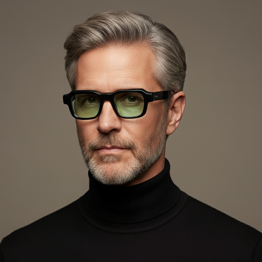 Walter Black Green Square Sunglasses