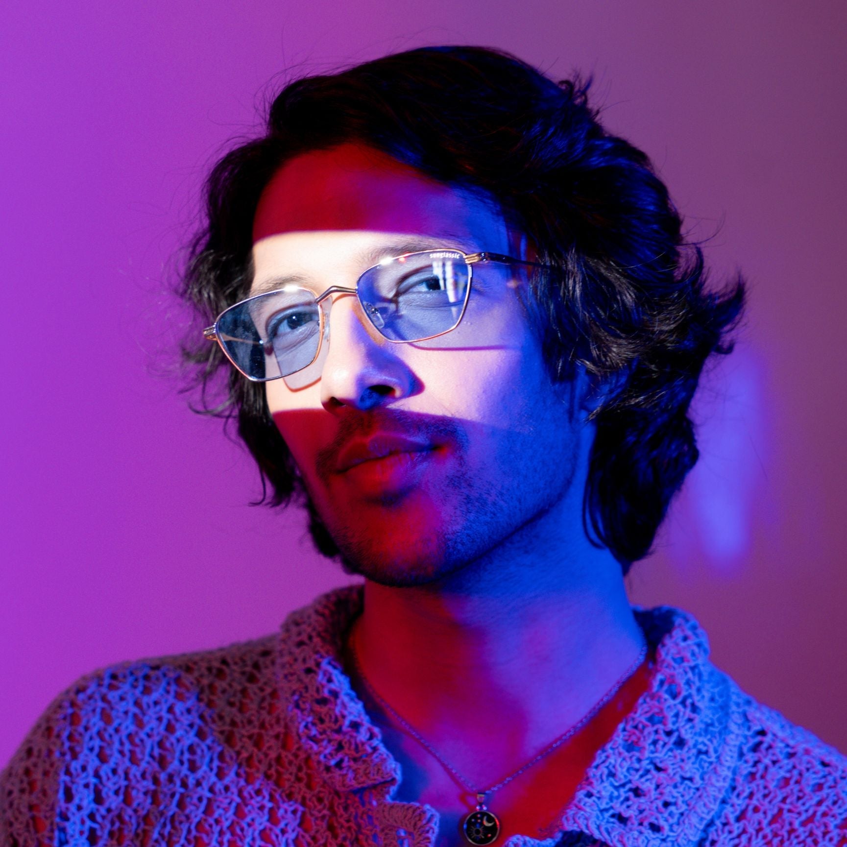 Andreas Gold Blue Edition Trapezoid Sunglasses