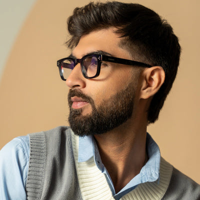 Ares Black Clear Square Sunglasses
