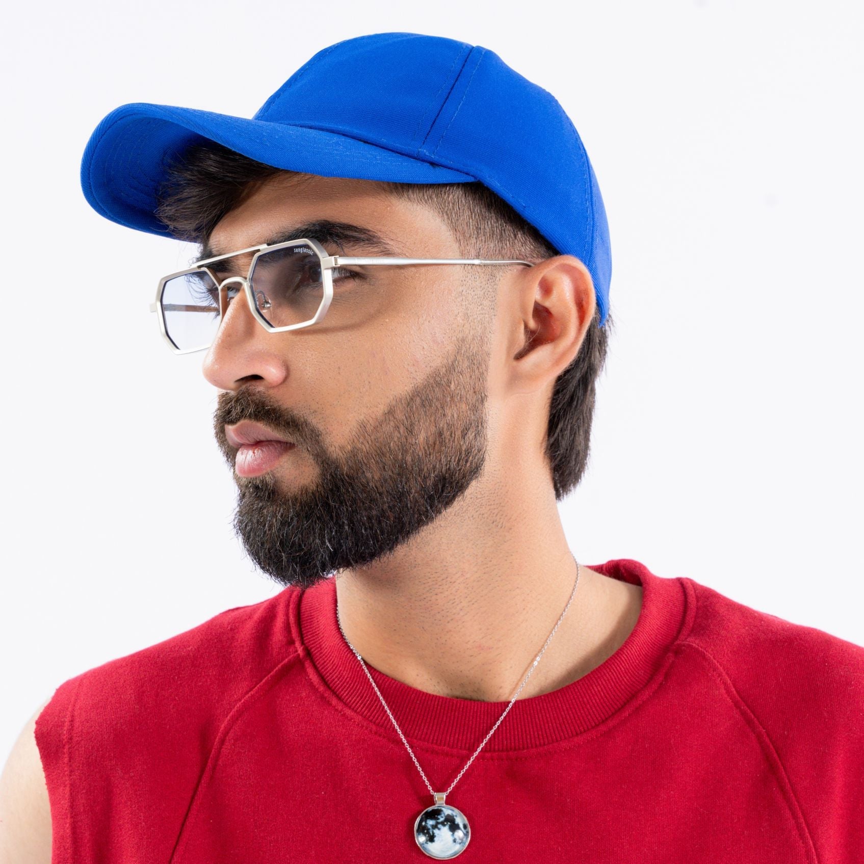 Commando V1 Rectangle Silver Clear Sunglasses